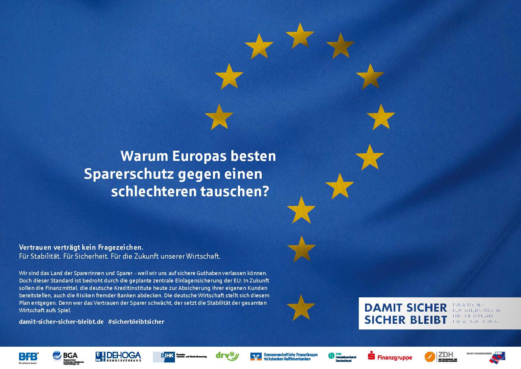 "Damit sicher sicher bleibt": Eine Initiative der deutschen Wirtschaft für eine wirksame Einlagensicherung