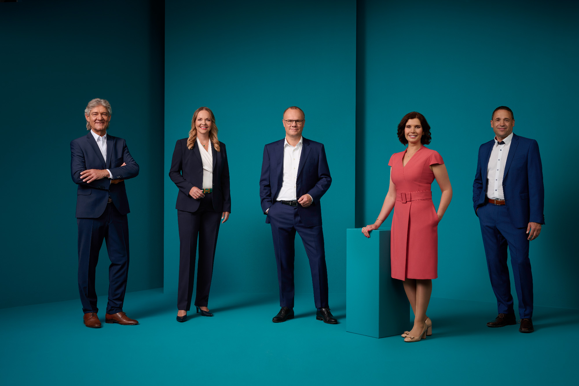 Der Vorstand der DATEV eG, v.l.n.r.: Prof. Dr. Peter Krug, Julia Bangerth, Dr. Robert Mayr, Diana Windmeißer, Prof. Dr. Christian Bär. Quelle: DATEV eG