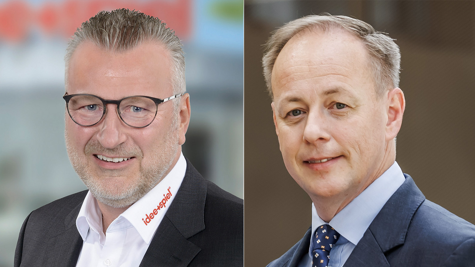 Andreas Schäfer, Geschäftsführer der idee+spiel Fördergemeinschaft Spielwaren GmbH & Co.KG, und Thorsten Paedelt, Geschäftsführer Vertrieb & Marketing der duo schreib & spiel GmbH & Co.KG. 